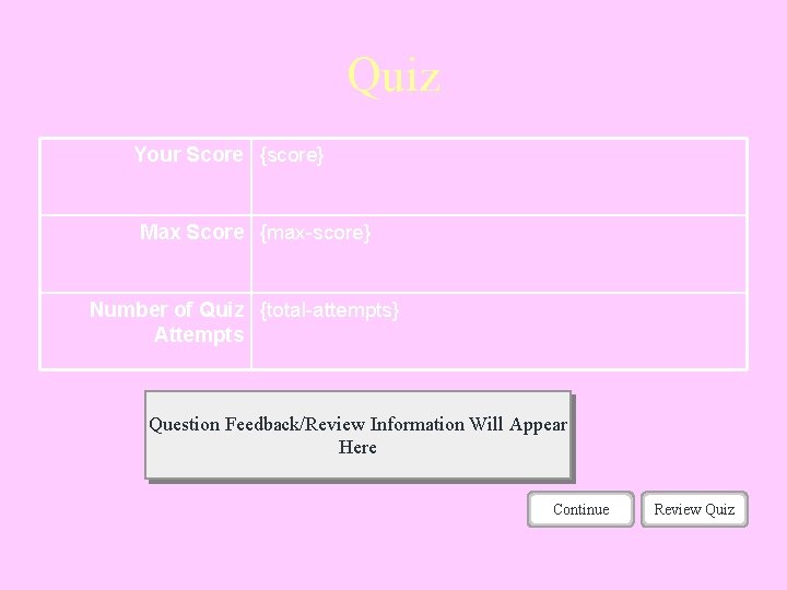 Quiz Your Score {score} Max Score {max-score} Number of Quiz {total-attempts} Attempts Question Feedback/Review