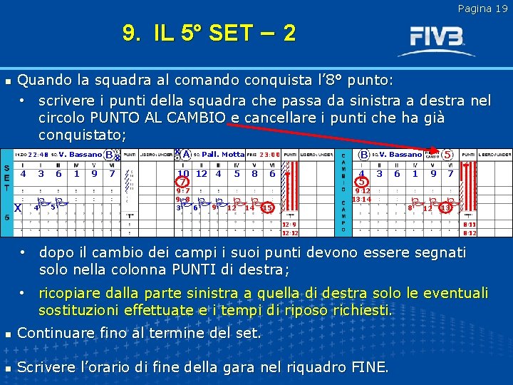 Pagina 19 9. IL 5° SET – 2 n Quando la squadra al comando