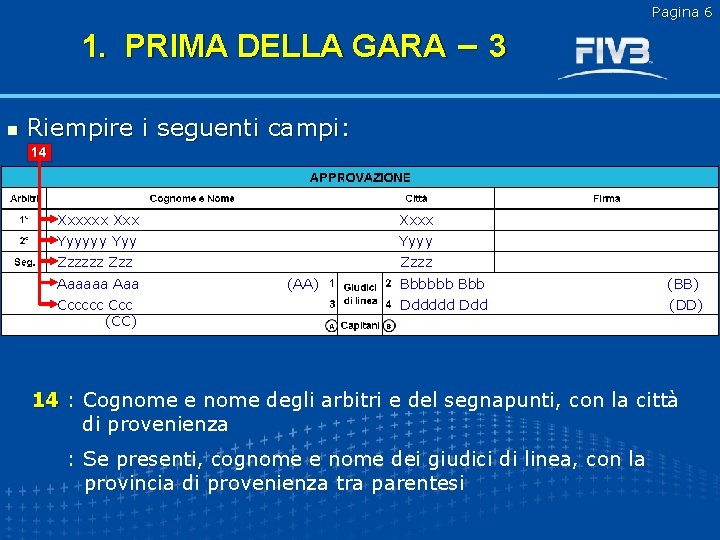 Pagina 6 1. PRIMA DELLA GARA – 3 n Riempire i seguenti campi: 14