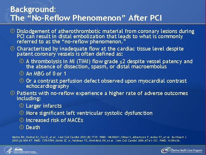 Background: The “No-Reflow Phenomenon” After PCI Dislodgement of atherothrombotic material from coronary lesions during