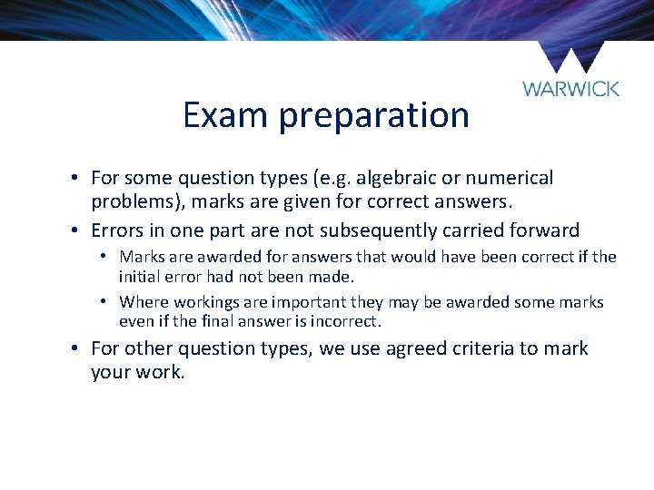Exam preparation • For some question types (e. g. algebraic or numerical problems), marks Exam preparation • For some question types (e. g. algebraic or numerical problems), marks