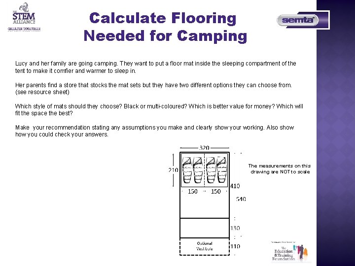 Calculate Flooring Needed for Camping Lucy and her family are going camping. They want