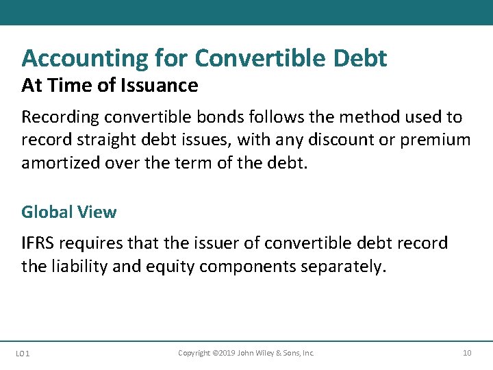 Accounting for Convertible Debt At Time of Issuance Recording convertible bonds follows the method