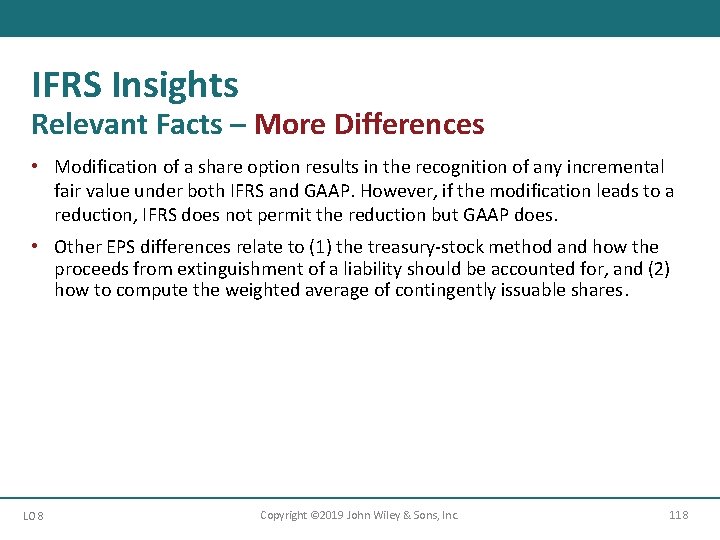 IFRS Insights Relevant Facts – More Differences • Modification of a share option results