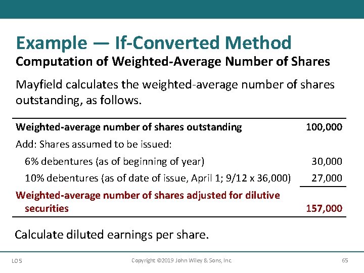 Example — If-Converted Method Computation of Weighted-Average Number of Shares Mayfield calculates the weighted-average