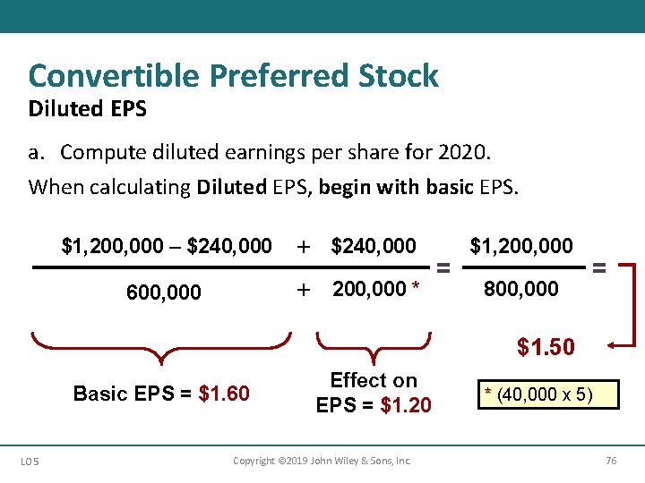 Convertible Preferred Stock Diluted EPS a. Compute diluted earnings per share for 2020. When