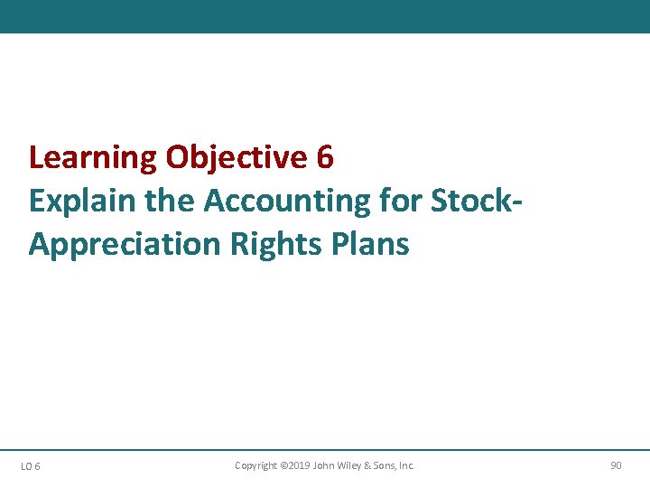 Learning Objective 6 Explain the Accounting for Stock. Appreciation Rights Plans LO 6 Copyright