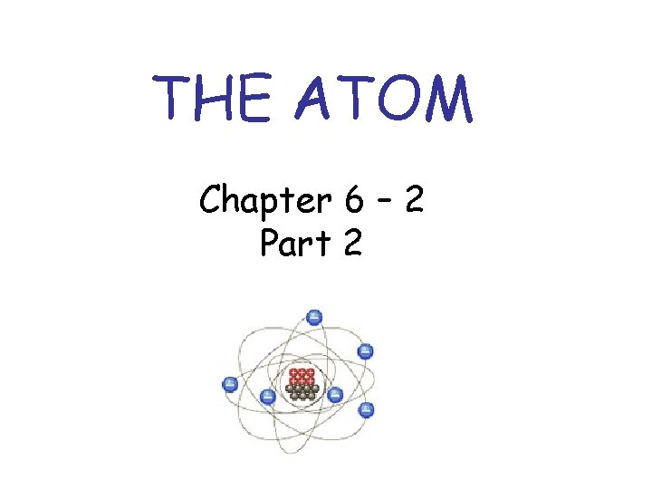THE ATOM Chapter 6 – 2 Part 2 THE ATOM Chapter 6 – 2 Part 2