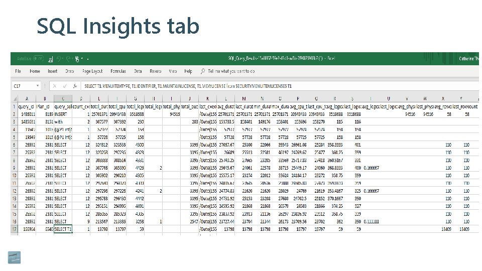 SQL Insights tab 
