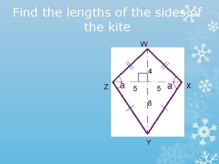 Find the lengths of the sides of the kite W 4 Z 5 5