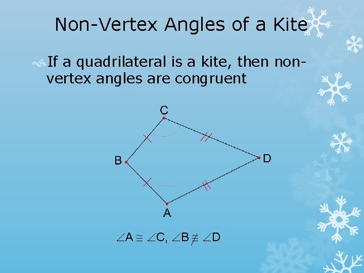 Non-Vertex Angles of a Kite If a quadrilateral is a kite, then nonvertex angles