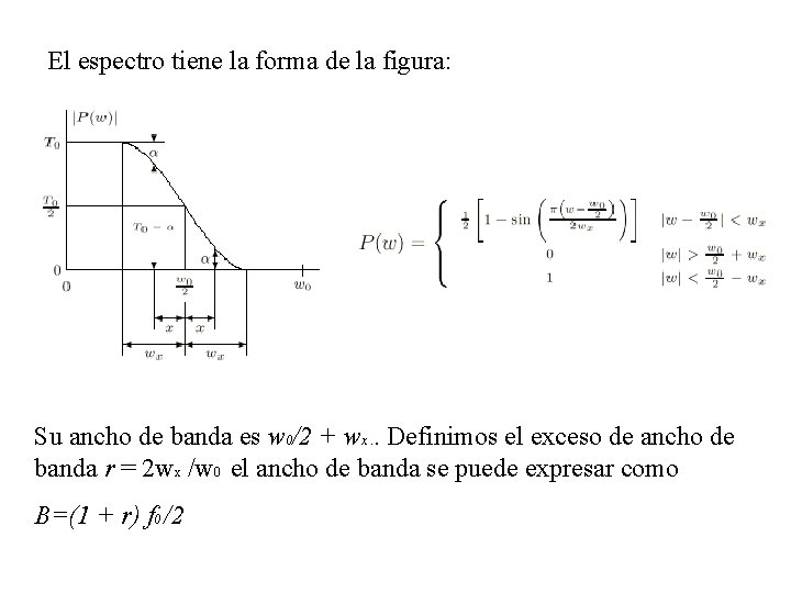 El espectro tiene la forma de la figura: Su ancho de banda es w