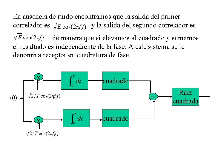 En ausencia de ruido encontramos que la salida del primer correlador es y la