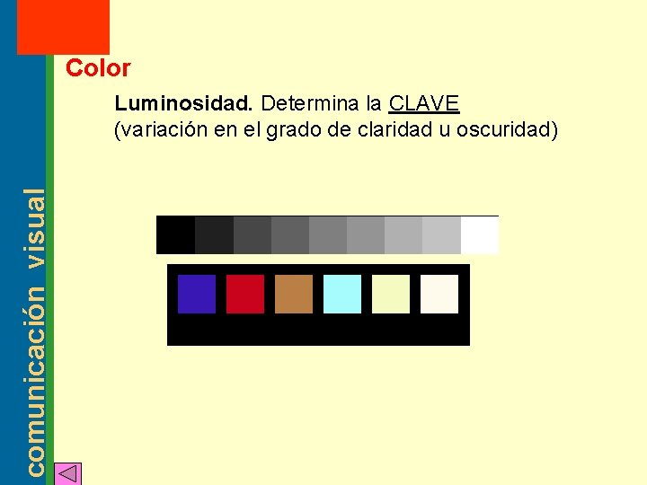 MT: 2 2003 Color comunicación visual Luminosidad. Determina la CLAVE (variación en el grado