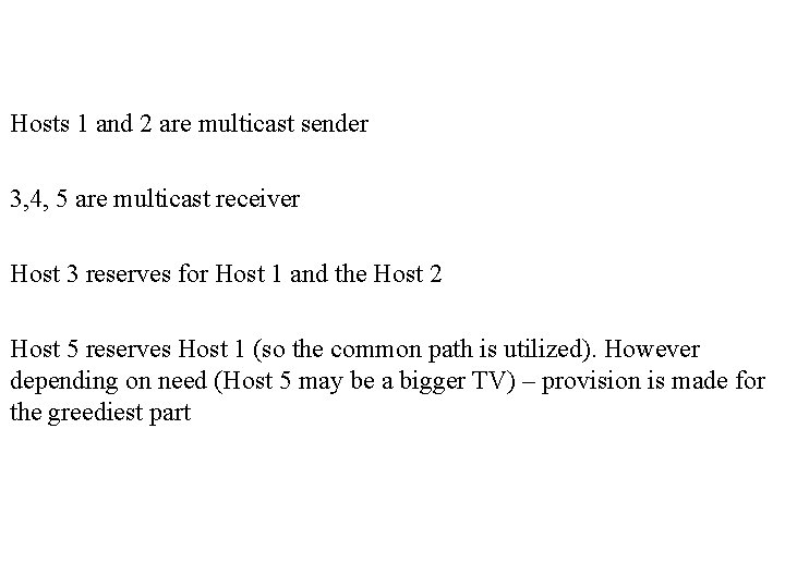 Hosts 1 and 2 are multicast sender 3, 4, 5 are multicast receiver Host