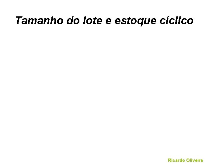 Tamanho do lote e estoque cíclico Ricardo Oliveira 