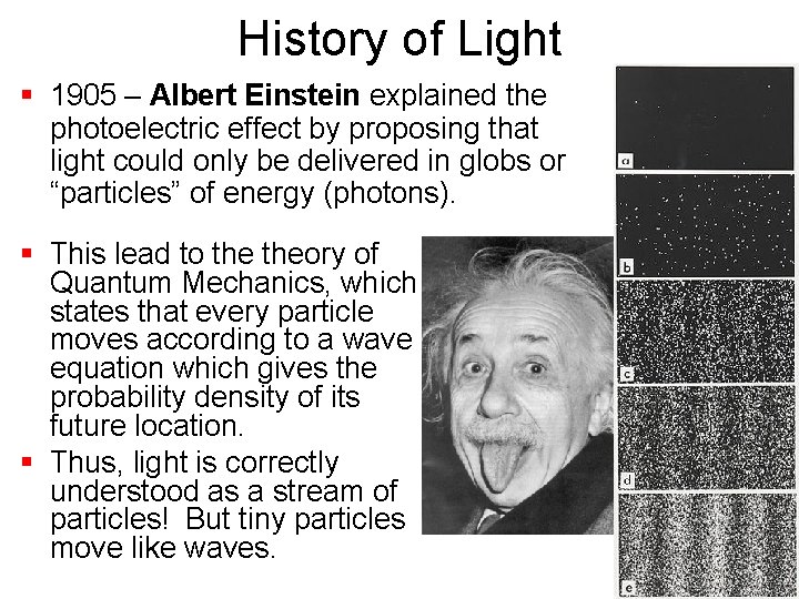 History of Light § 1905 – Albert Einstein explained the photoelectric effect by proposing