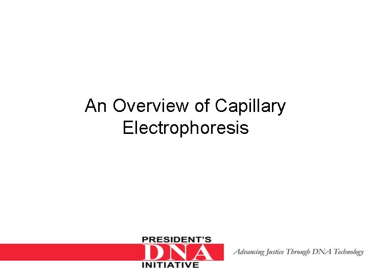 An Overview of Capillary Electrophoresis 