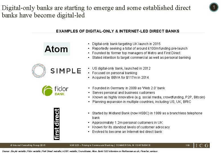 Digital-only banks are starting to emerge and some established direct banks have become digital-led
