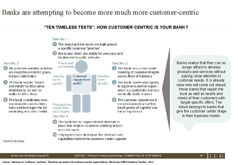 Banks are attempting to become more much more customer-centric “TEN TIMELESS TESTS”: HOW CUSTOMER-CENTRIC