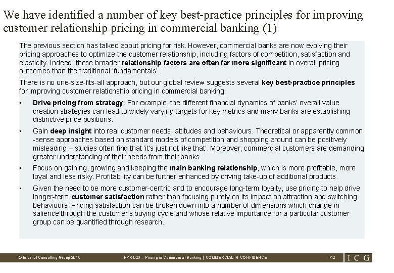 We have identified a number of key best-practice principles for improving customer relationship pricing