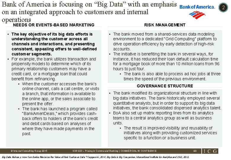 Bank of America is focusing on “Big Data” with an emphasis on an integrated