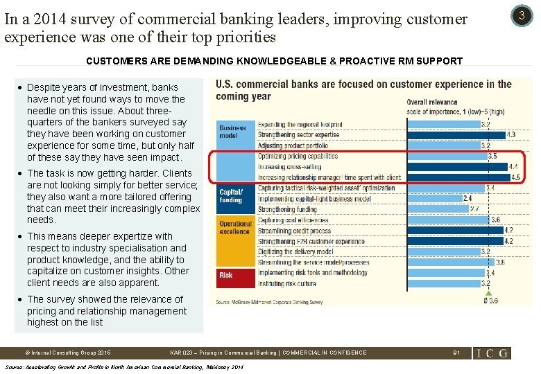 In a 2014 survey of commercial banking leaders, improving customer experience was one of