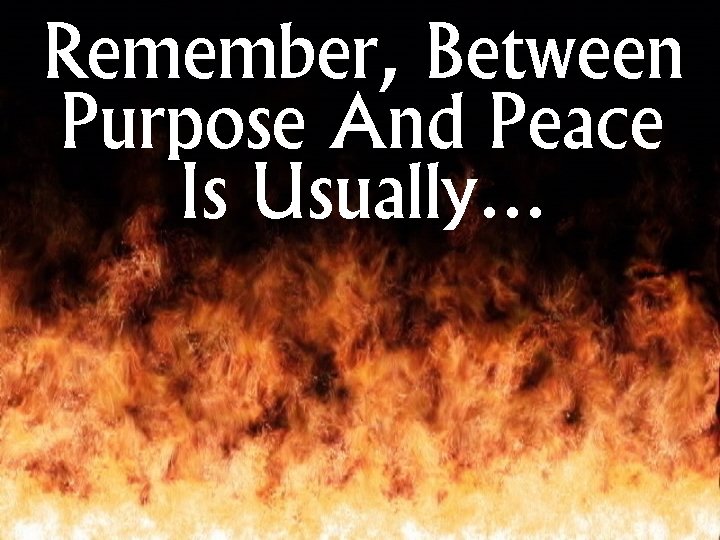 Remember, Between Purpose And Peace Is Usually… 