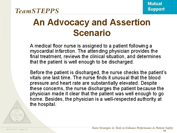 Mutual Support An Advocacy and Assertion Scenario A medical floor nurse is assigned to