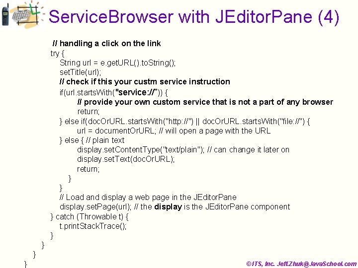 Service. Browser with JEditor. Pane (4) // handling a click on the link try