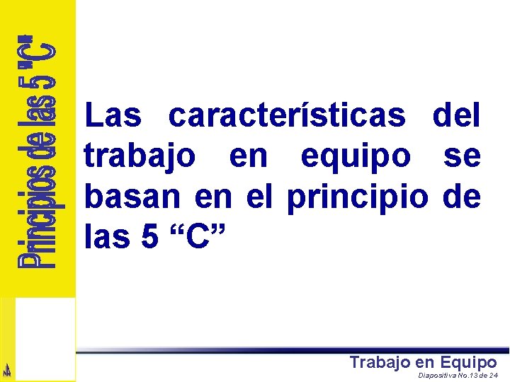 Las características del trabajo en equipo se basan en el principio de las 5