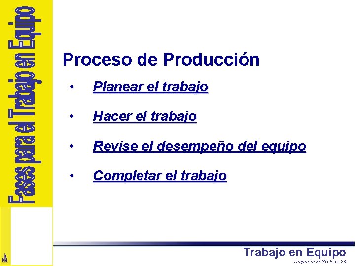 Proceso de Producción • Planear el trabajo • Hacer el trabajo • Revise el