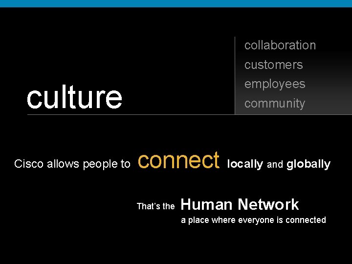 collaboration customers employees culture Cisco allows people to community connect That’s the locally and