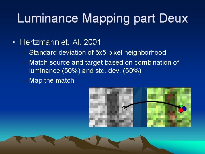 Luminance Mapping part Deux • Hertzmann et. Al. 2001 – Standard deviation of 5 Luminance Mapping part Deux • Hertzmann et. Al. 2001 – Standard deviation of 5
