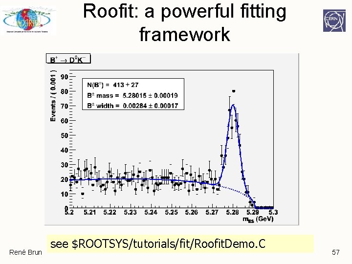 Roofit: a powerful fitting framework René Brun see $ROOTSYS/tutorials/fit/Roofit. Demo. C 57 Roofit: a powerful fitting framework René Brun see $ROOTSYS/tutorials/fit/Roofit. Demo. C 57