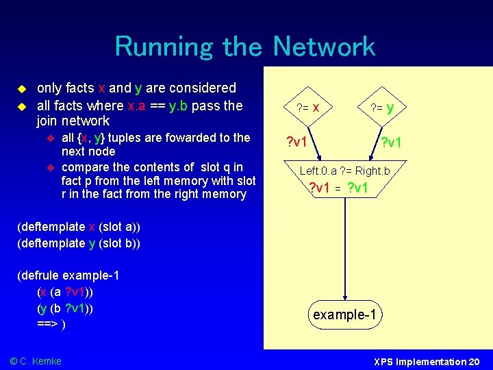 Running the Network only facts x and y are considered all facts where x.