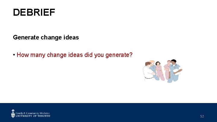 DEBRIEF Generate change ideas • How many change ideas did you generate? 52 