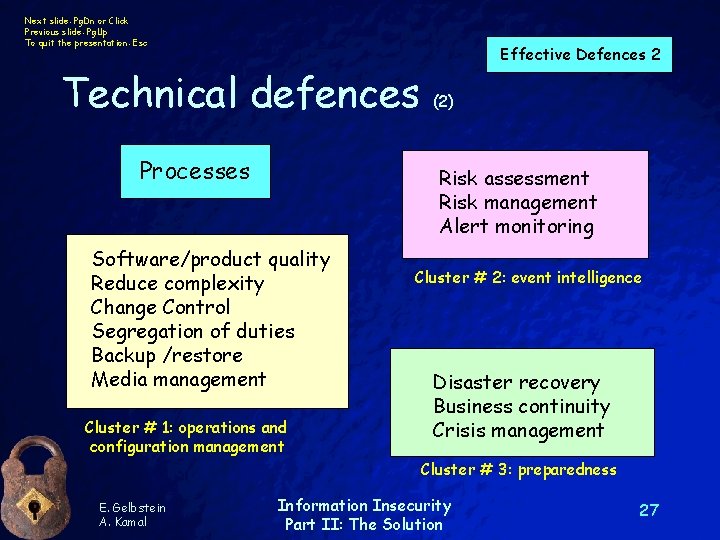 Next slide: Pg. Dn or Click Previous slide: Pg. Up To quit the presentation: