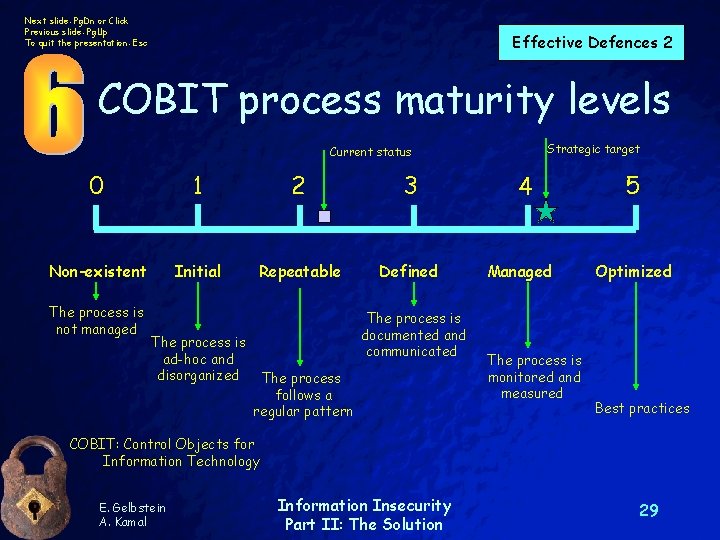 Next slide: Pg. Dn or Click Previous slide: Pg. Up To quit the presentation: