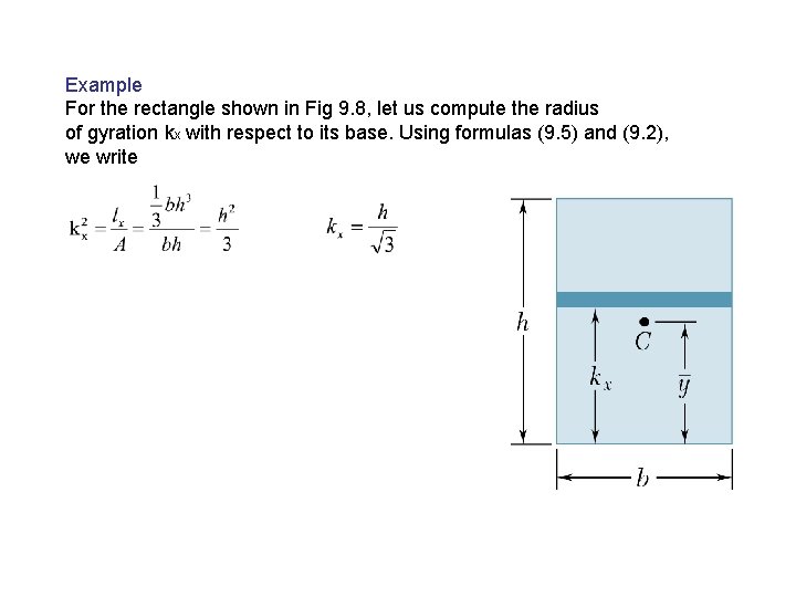 Example For the rectangle shown in Fig 9. 8, let us compute the radius