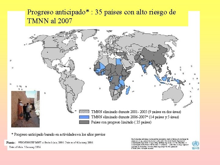 Progreso anticipado* : 35 países con alto riesgo de TMNN al 2007 TMNN eliminado Progreso anticipado* : 35 países con alto riesgo de TMNN al 2007 TMNN eliminado