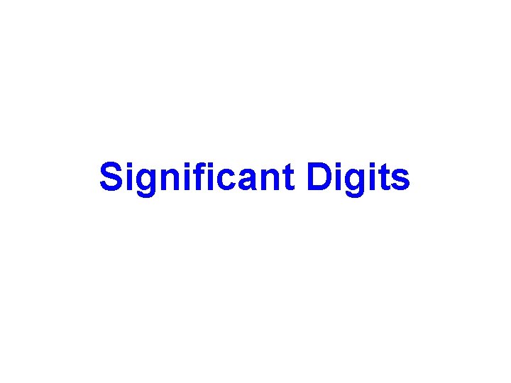 Significant Digits 