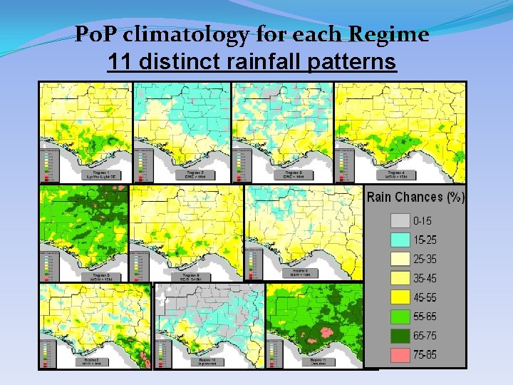 Po. P climatology for each Regime 11 distinct rainfall patterns 