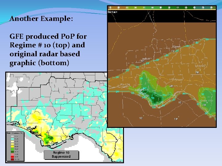 Another Example: GFE produced Po. P for Regime # 10 (top) and original radar