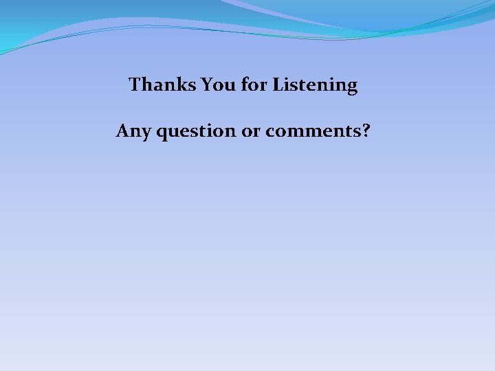 Thanks You for Listening Any question or comments? 