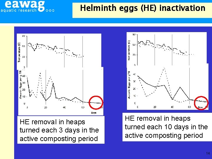 Helminth eggs (HE) inactivation HE removal in heaps turned each 3 days in the