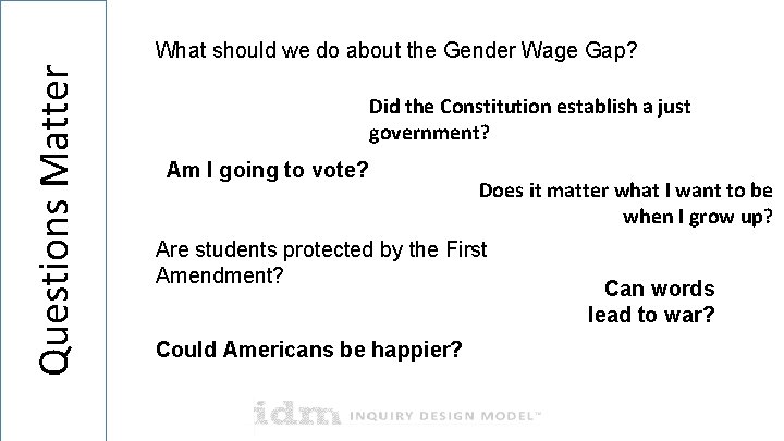 Questions Matter What should we do about the Gender Wage Gap? Did the Constitution Questions Matter What should we do about the Gender Wage Gap? Did the Constitution
