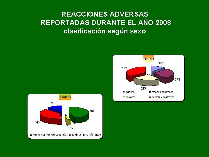 REACCIONES ADVERSAS REPORTADAS DURANTE EL AÑO 2008 clasificación según sexo 