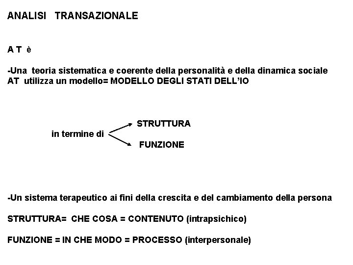 ANALISI TRANSAZIONALE AT è -Una teoria sistematica e coerente della personalità e della dinamica