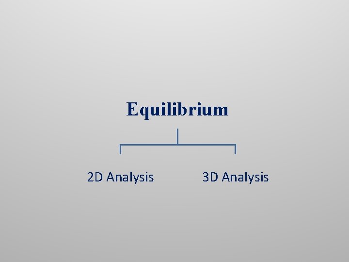 Equilibrium 2 D Analysis 3 D Analysis 